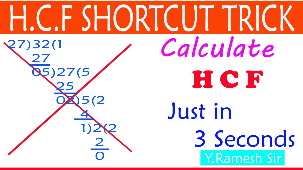 Super Fast Shortcut Trick Of H.C.F (in Telugu) | Finding H.C.F Is So ...