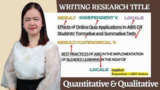 WRITING RESEARCH TITLE: QUANTITATIVE & QUALITATIVE #ParaMapadaliPagsulatNito #WatchThis #Examples