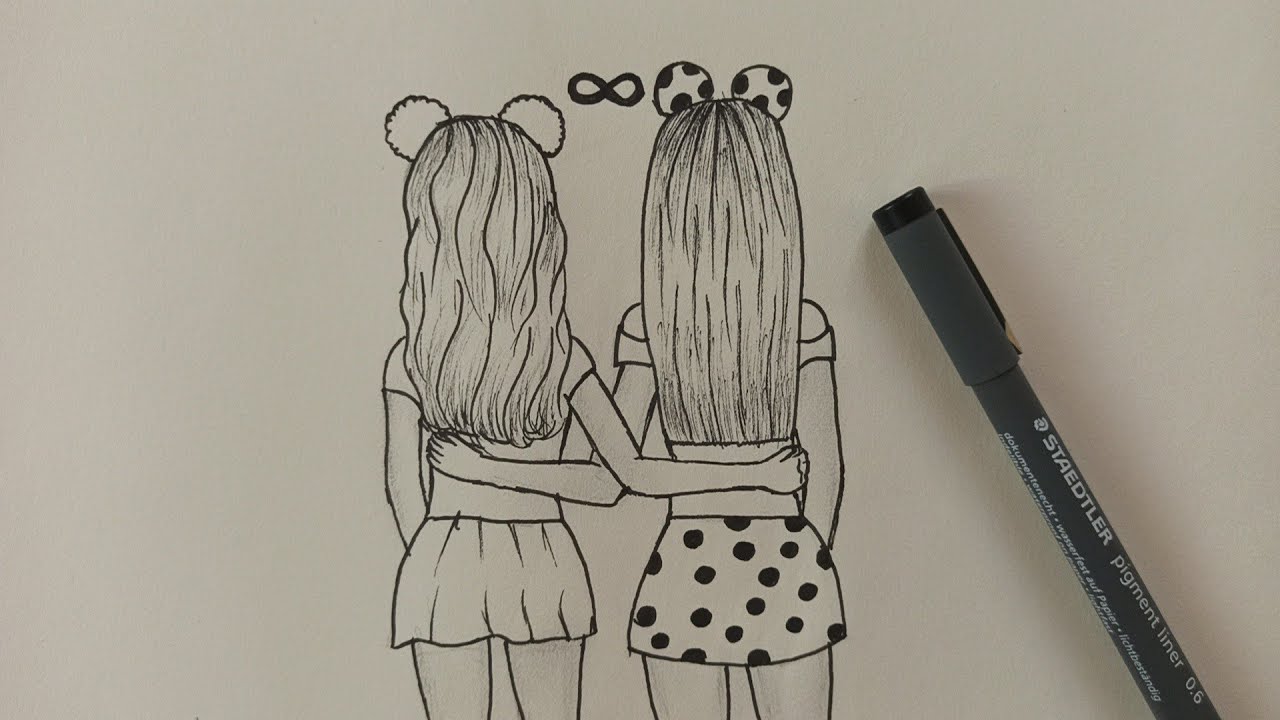 How To Draw Best Friends (bff) Easy | Step By Step - YouTube