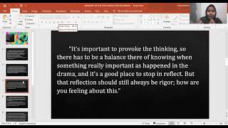 SUMMARY AND VIDEO PRESENTATION OF PROCESS DRAMA