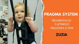 Fizjoterapia 2-letniej Zuzi z SMA, z urządzeniem do rehabilitacji Pragma System