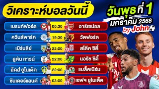 วิเคราะห์บอลวันนี้ บอลเต็ง ทีเด็ดบอล วันจันทร์ ที่ 1 มกราคม 2568 By จอห์นบอลเต็ง