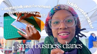 life as a small business owner // outside holiday market + designing belly bands + postal strike