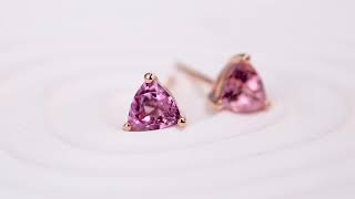 FANCIME October Birthstone 14K Real Solid Rose Gold Natural Genuine Pink Tourmaline Stud Earrings