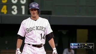 LAD@COL: Rutledge doubles to put Rockies on the board