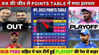 IPL 2023 Latest points table। RR vs PKBS after match points table। RR Reached Playoff RCB out