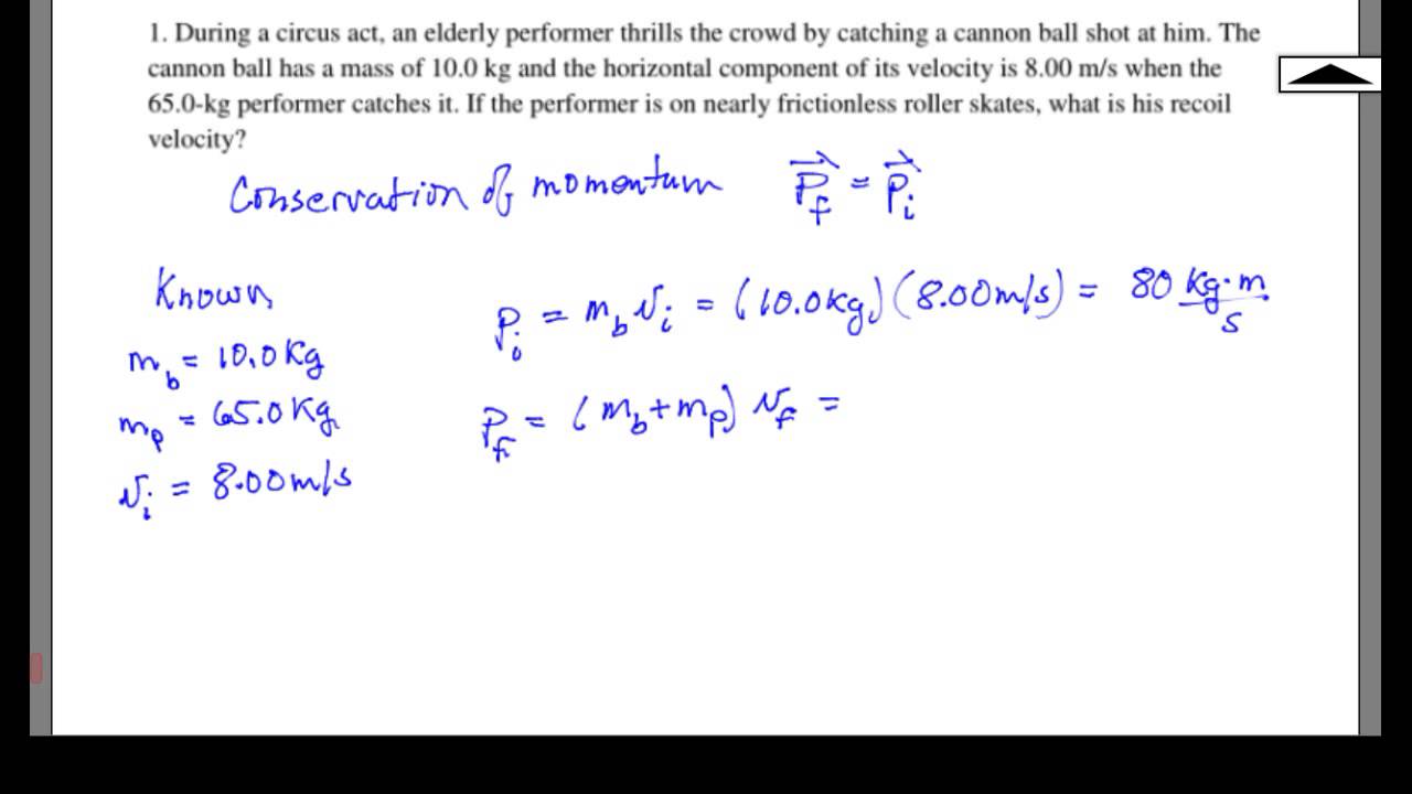 Conservation Of Momentum Problem 1 - YouTube