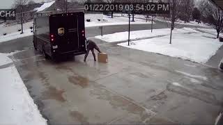 UPS Delivery Driver Vs Icy Driveway!