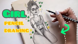 a beautiful girl ⭐️ : easy way to draw a girl portrait and sitting figure | tutorial