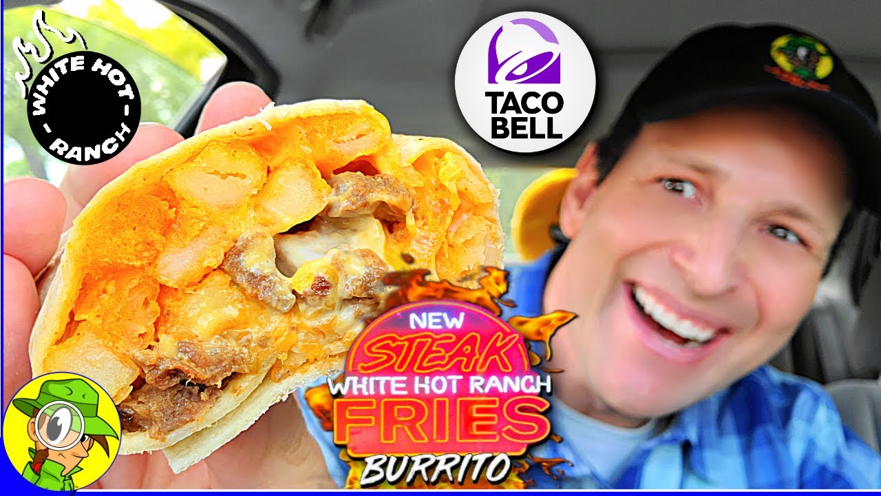 Taco Bell® 🌮🔔 STEAK WHITE HOT RANCH FRIES BURRITO Review 🥩⚪🔥🍟🌯 | Peep ...