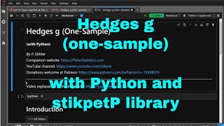 Python - Hedges g (one-sample) with stikpetP