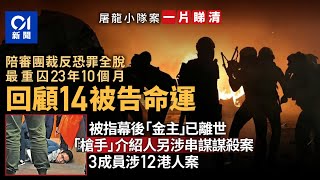 屠龍小隊案總結．一片看清｜14被告9人判囚　金主已死、涉案者另涉謀殺案｜吳智鴻重判23年10個月｜陪審團裁定反恐條例罪行全脫罪｜涉12港人案｜01新聞｜2019反修例｜法庭｜屠龍小隊｜高等法院｜懶人包