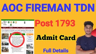 AOC Fireman & TDN 1793 POST 🔥 AOC Admit Card Full Details by INFO Dinesh