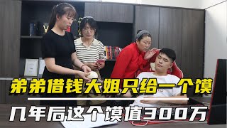 弟借钱二姐给一千，大姐给一个馍，还钱时还二姐1万大姐300万【农村微情剧】