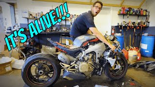 IT'S ALIVE! SALVAGE Ducati V4 First Start! (Pt.3)