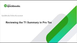 The T1 Summary in Pro Tax