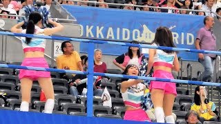 ＜2017.7.20楽天戦9回裏攻撃前＞サヨナラ勝利を目指してファイターズガールの安念莉紗子さん\u0026高橋緋奈乃さん\u0026小山ゆうきさんの熱烈応援ステージ「Fight For Your Right 」