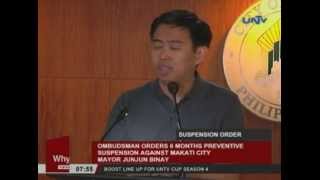 Ombudsman orders 6 month preventive suspension against Makati City Mayor Junjun Binay