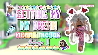 GETTING MY DREAM NEONS/MEGAS IN ADOPT ME!! | DAY 1! *successful*! 💝