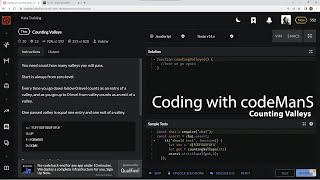 Codewars 7 kyu Counting Valleys JavaScript