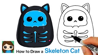How to Draw a Black Cat 🎃 Squishmallow Halloween Skeleton Squad