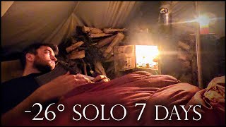 -26° Solo Camping 7 Days | Snowstorms and a Smitty Sled