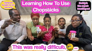 LEARNING HOW TO USE CHOPSTICKS | Itsu Chilli Chicken Rice Noodles Review | We tried 🤦‍♀️