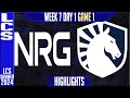 NRG vs TL Highlights ALL GAMES | LCS W7D1 Summer 2024 | NRG vs Team Liquid Week 7 Day 1