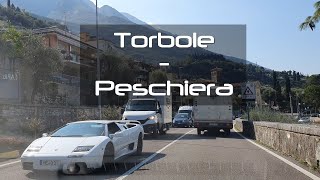 Lake Garda. Driving from Torbole to Peschiera.