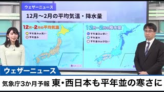 動画解説　気象庁３か月予報　この先の気温や降水・降雪量について