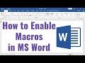 How to Enable Macros in MS Word