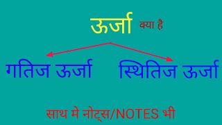 ऊर्जा | ऊर्जा क्या है | ऊर्जा की परिभाषा | ऊर्जा के प्रकार | WITH NOTES |What is Energy in Physics