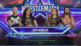 WWE 2K24 AJ Lee, CM Punk VS Becky Lynch, Seth Rollins Mixed Tag Match