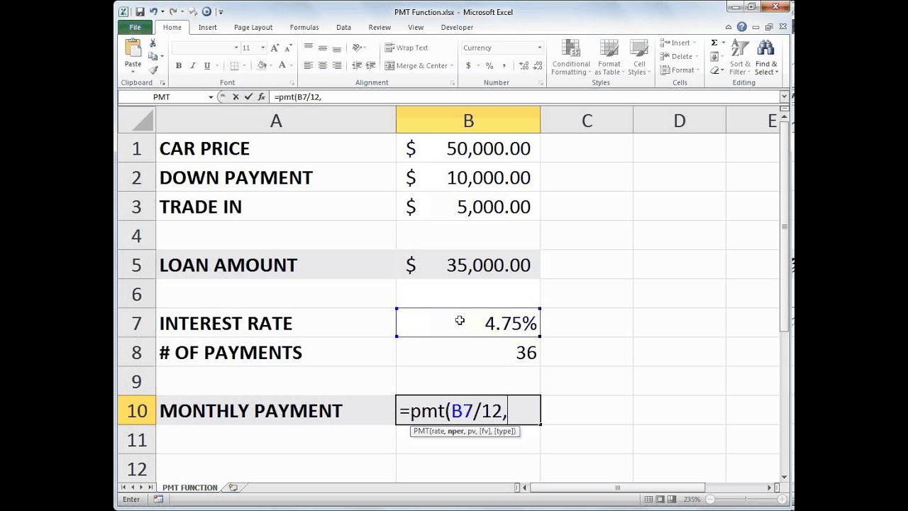 Excel PMT Function - YouTube