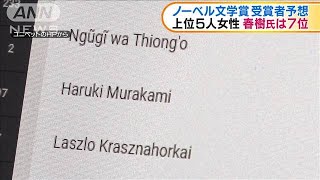 ノーベル文学賞　受賞予想　村上春樹さん人気に異変(19/10/10)