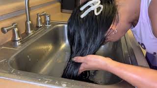 ( ASMR )3x Shampooing in sink