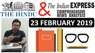 The HINDU NEWSPAPER & INDIAN EXPRESS  ANALYSIS TODAY - 23 FEBRUARY 2019 in Hindi for UPSC