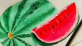 Easy Watermelon Painting 🍉 | Acrylic Painting | #shorts #youtubeshorts #shortsvideo #ytshorts