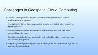 Challenges in Geospatial Cloud Computing | Use Case-Geo-spatial Cloud