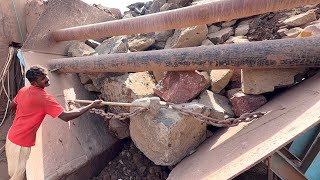 Hopper Jam Cleared With Hammer! Giant Rock Crushing Process | Satisfying Stone Crusher Action