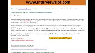 Explain java finalize method job java interview question and answer