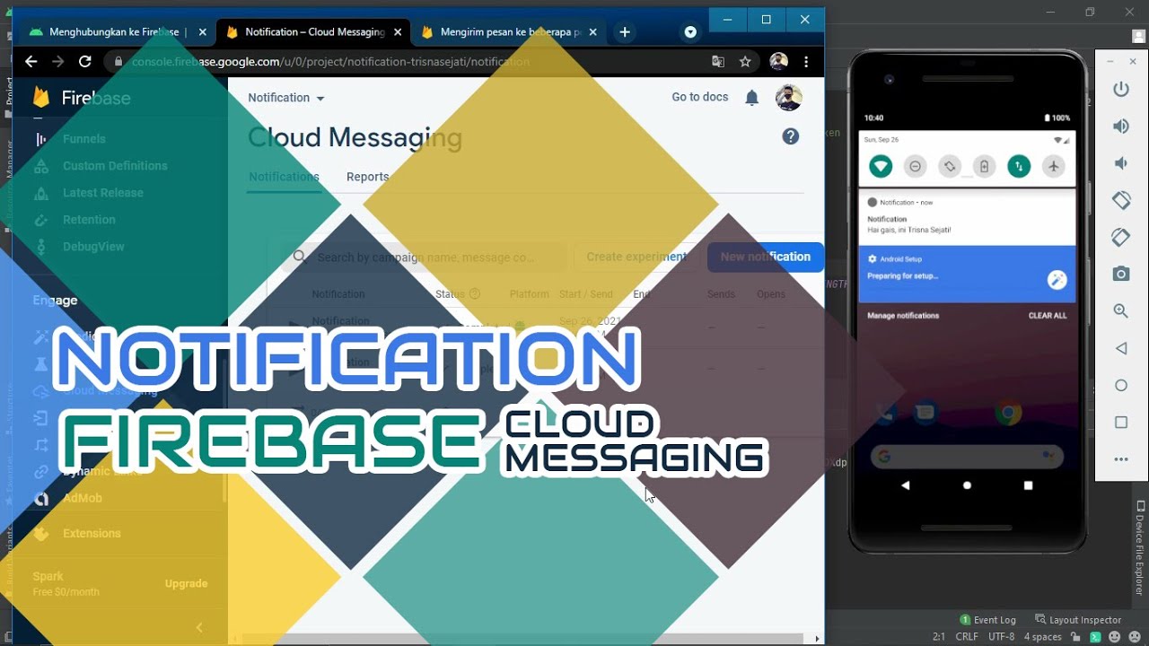 ANDROID STUDIO - NOTIFICATION DENGAN FIREBASE (FIREBASE CLOUD MESSAGING ...