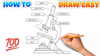 Compound microscope drawing · how to draw compound microscope diagram easy