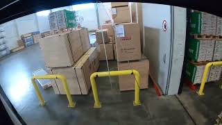 Unloading trailer with damaged goods POV! E50 Forklift from Linde