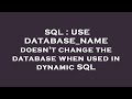 SQL : USE DATABASE_NAME doesn't change the database when used in dynamic SQL