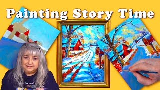 Acrylic Story Time  My Art Agent Was an Alien and Painting a Rural Red Barn & Mail Box