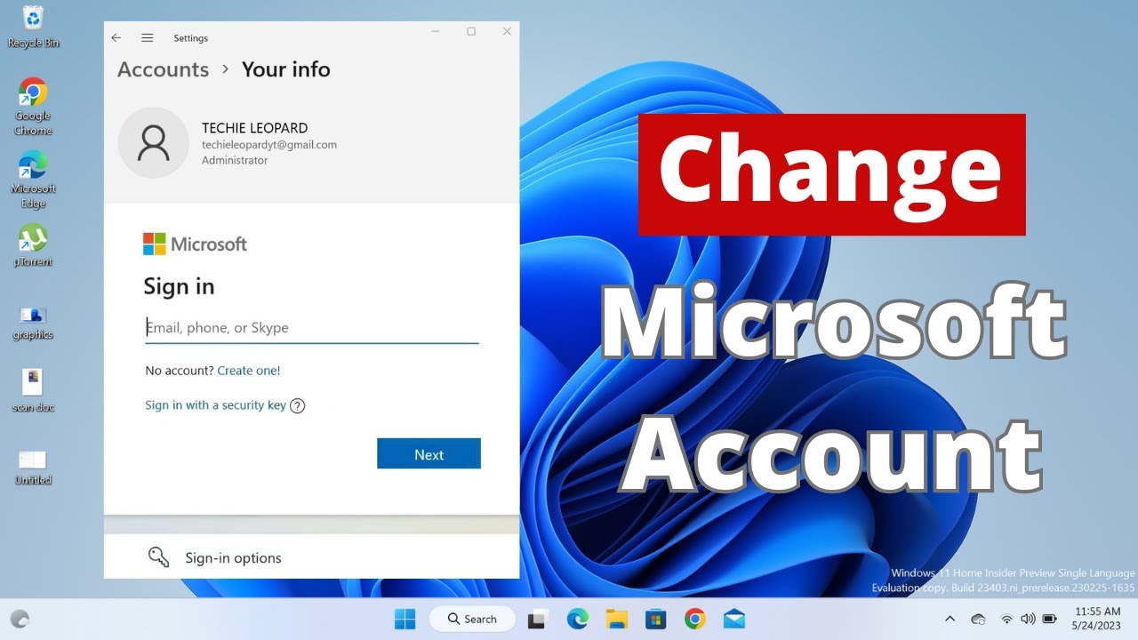 How To Change Microsoft Account In Windows 11 - YouTube