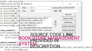 PYTHON PROJECT on BOOKSTORE MANAGEMENT SYSTEM WITH SOURCE CODE