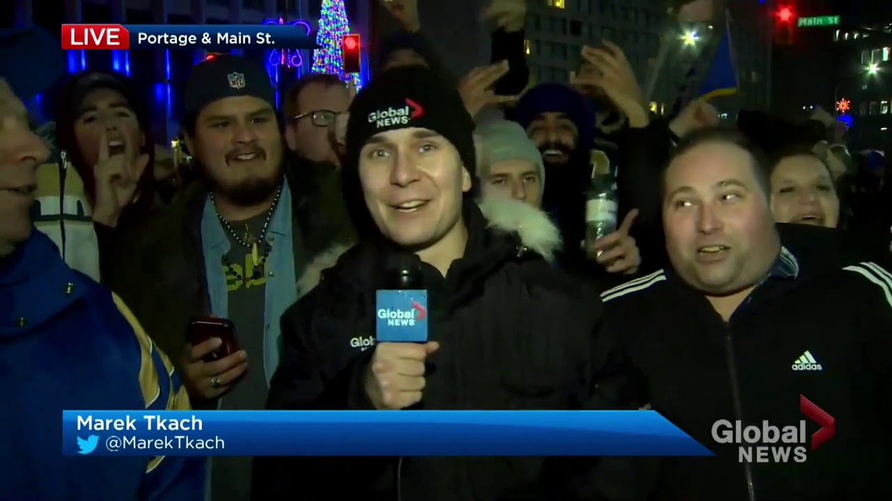 Winnipeg Blue Bombers Fans Celebrating In The Streets After Grey Cup ...