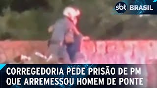 Corregedoria pede prisão de PM que arremessou homem de ponte | SBT Brasil (04/12/24)